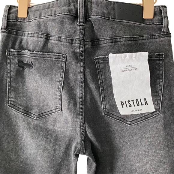 NWT Pistola Aline Highrise Skinny Distressed Jeans Nero 28 - Picture 10 of 14